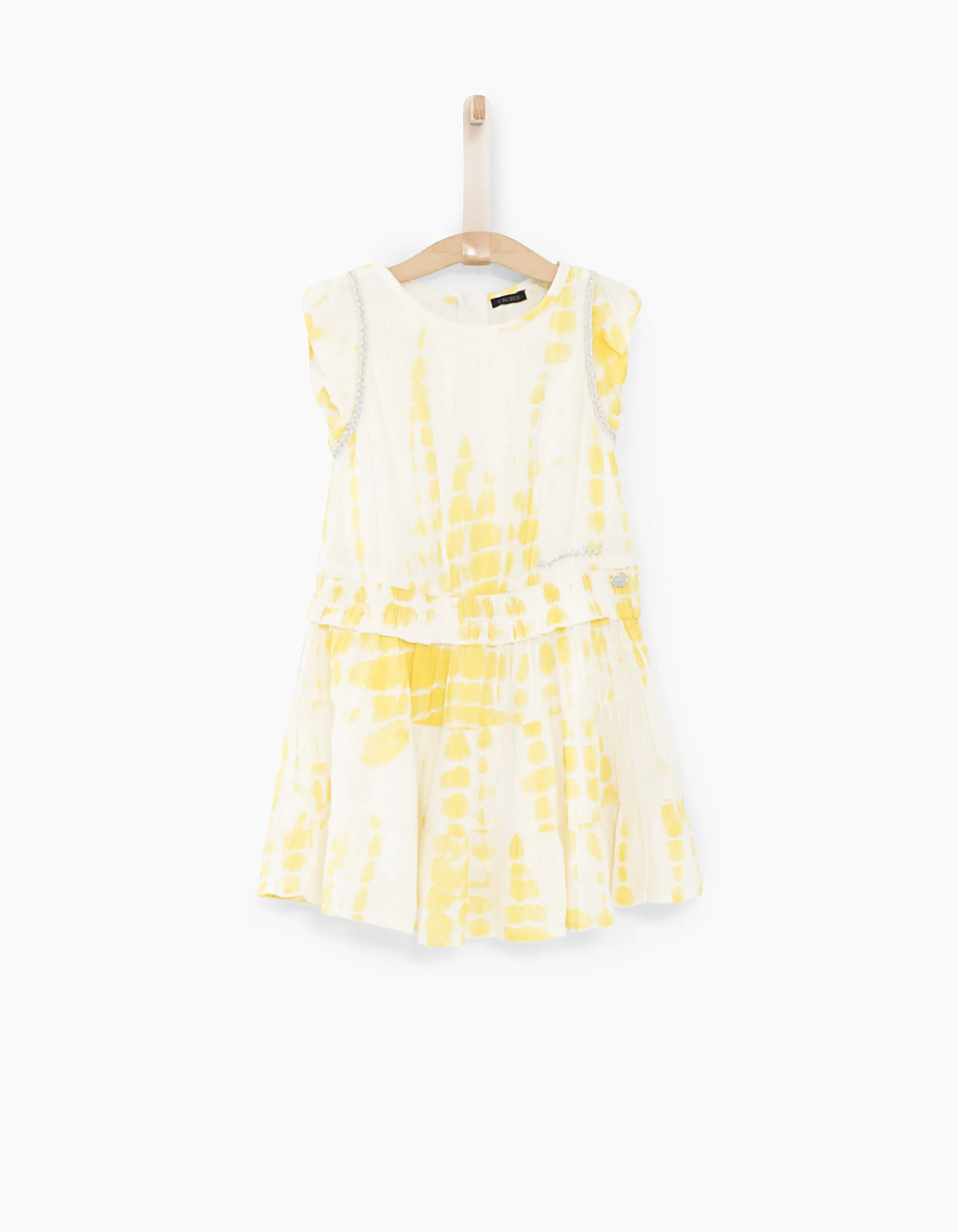 Robe jaune moyen tie and dye et tresses fille