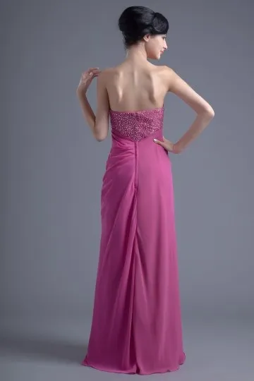 Robe longue colonne bustier à paillettes froncée en mousseline pour mariage