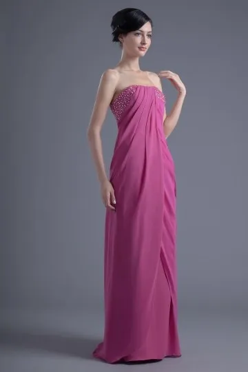 Robe longue colonne bustier à paillettes froncée en mousseline pour mariage