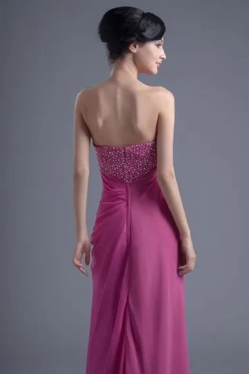 Robe longue colonne bustier à paillettes froncée en mousseline pour mariage