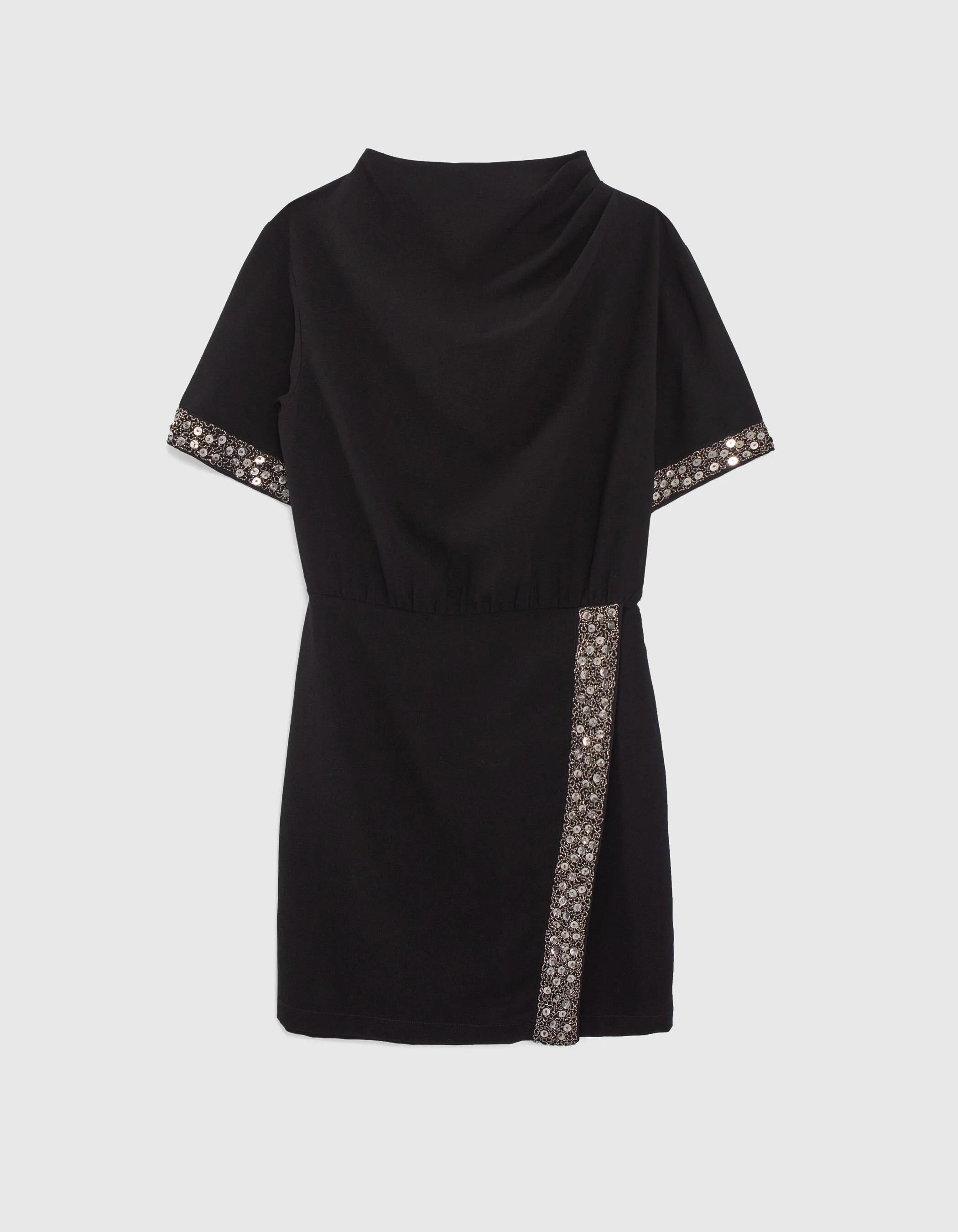 Robe noire décor perles et sequins Femme