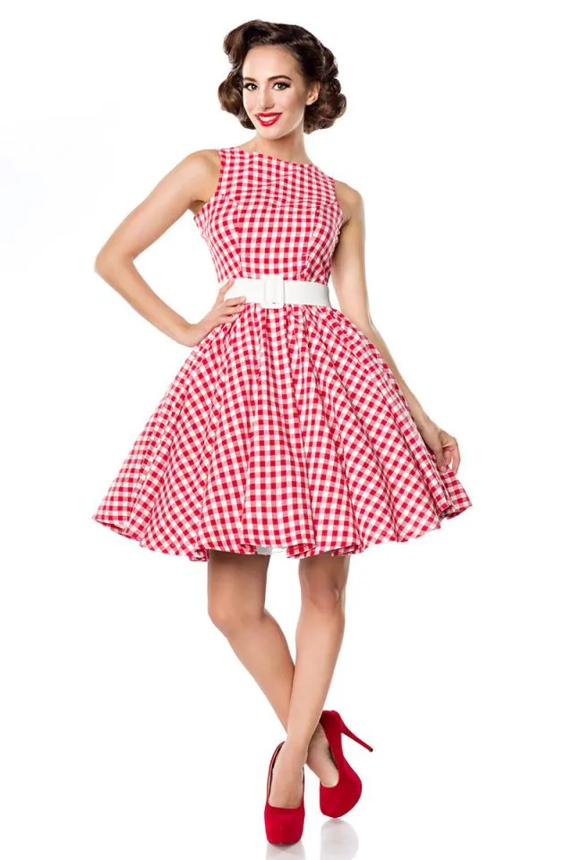 Robe Pin-Up vichy BELSIRA rouge et blanche