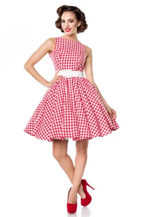 Robe Pin-Up vichy BELSIRA rouge et blanche