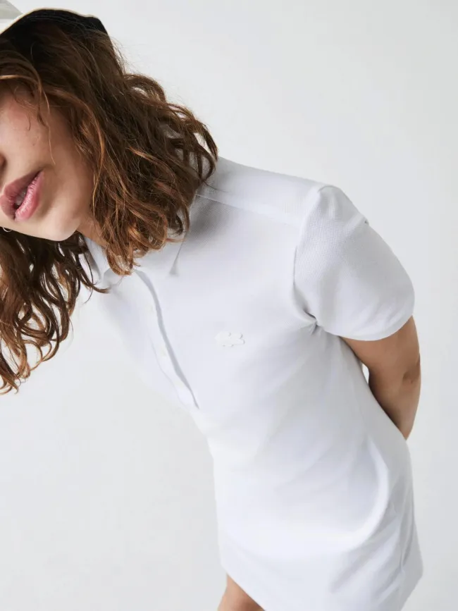 Robe polo core essentials blanc femme - Lacoste | wimod