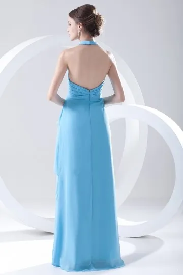 Robe simple bleu encolure américain empire pour cortège mariage