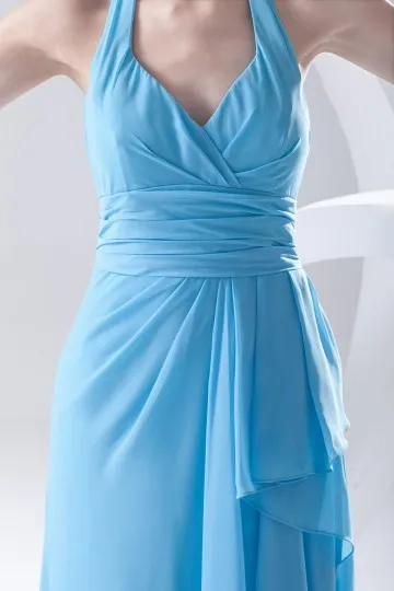 Robe simple bleu encolure américain empire pour cortège mariage