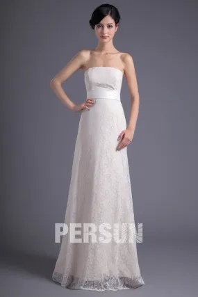 Robe simple en dentelle bustier  colonne longue pour mariage