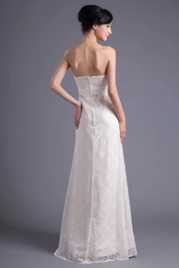 Robe simple en dentelle bustier  colonne longue pour mariage