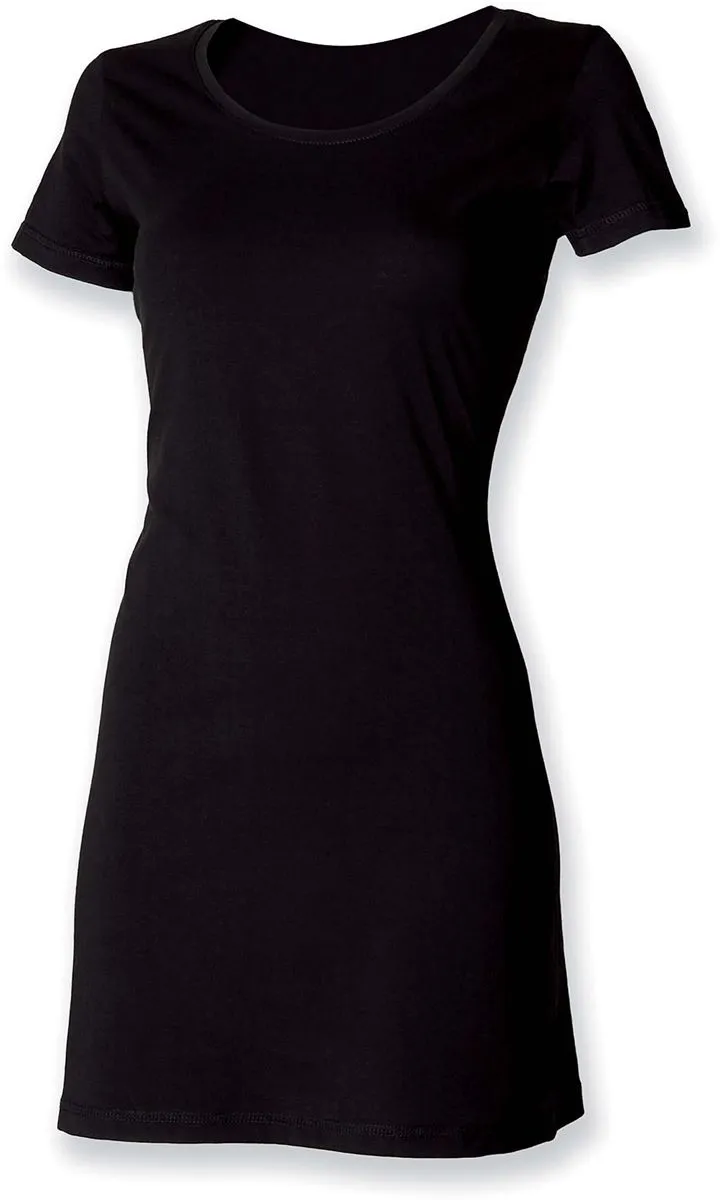 Robe t-shirt coton - SK257 - noir - femme 