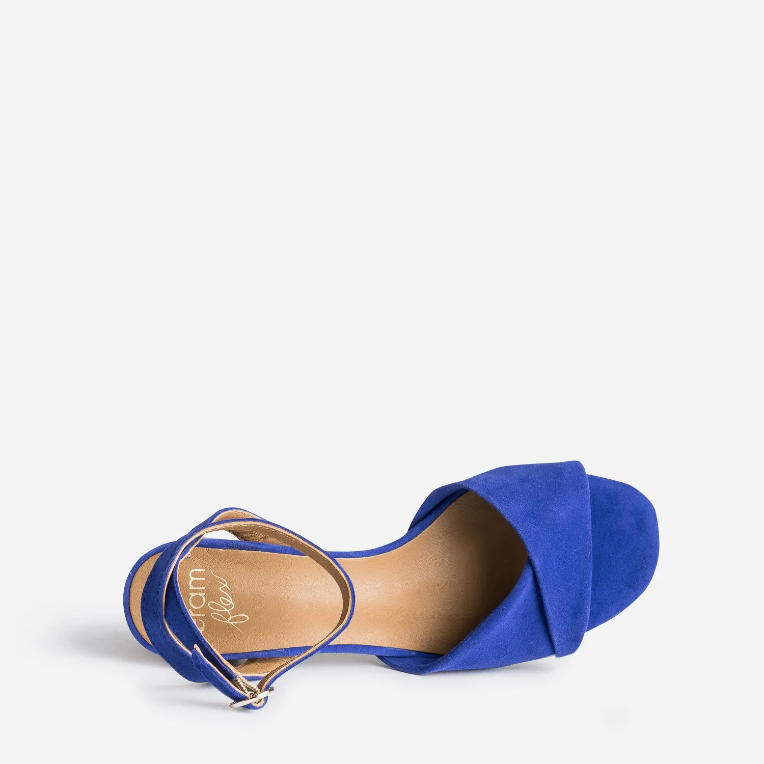 Sandale ERAM FLEX bleu électrique cuir velours - Sandales Femme | ERAM