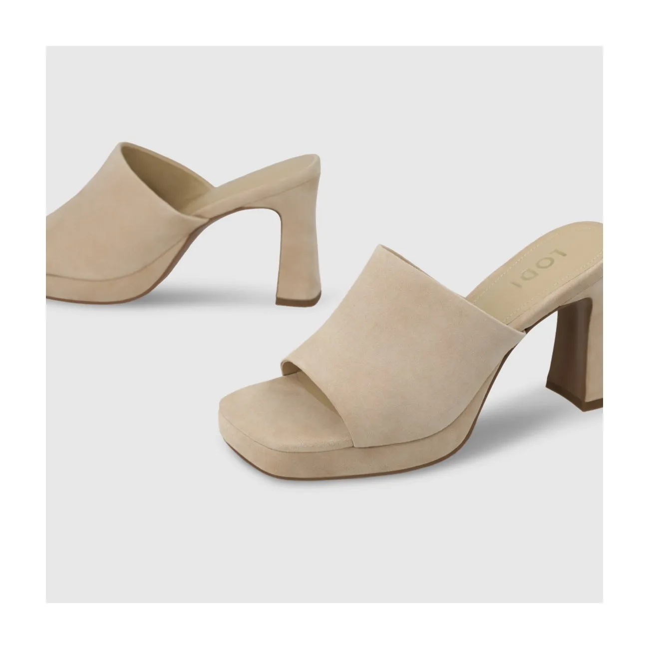 Sandale plateforme femme en daim couleur beige.I LODI Chaussures pour femme online.