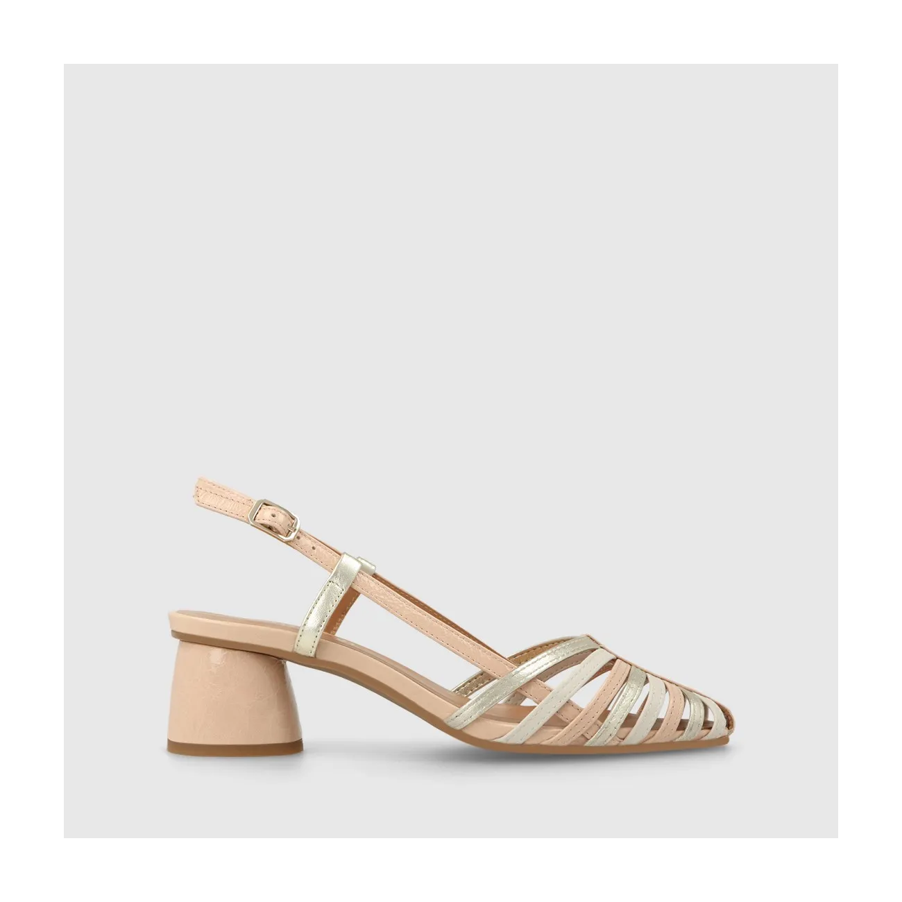 Sandale pour femme en cuir combiné dans des tons pastel et argentés. I LODI Chaussures pour femme online.