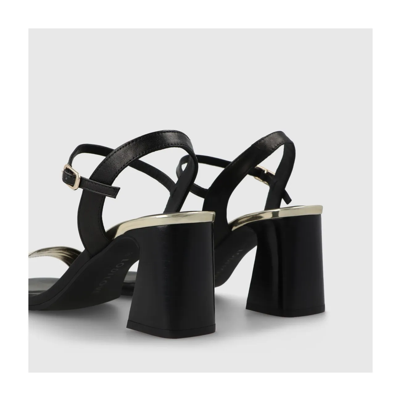 Sandale à talon pour femme en cuir combiné noir.I LODI Chaussures pour femme online.