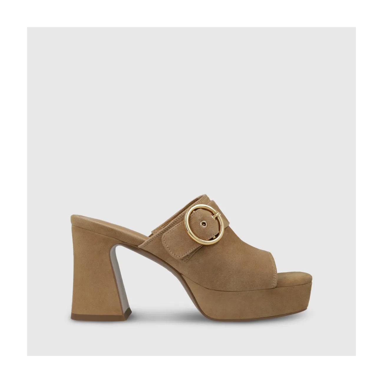 Sandale à talon pour femme en daim marron.I LODI Chaussures pour femme online.