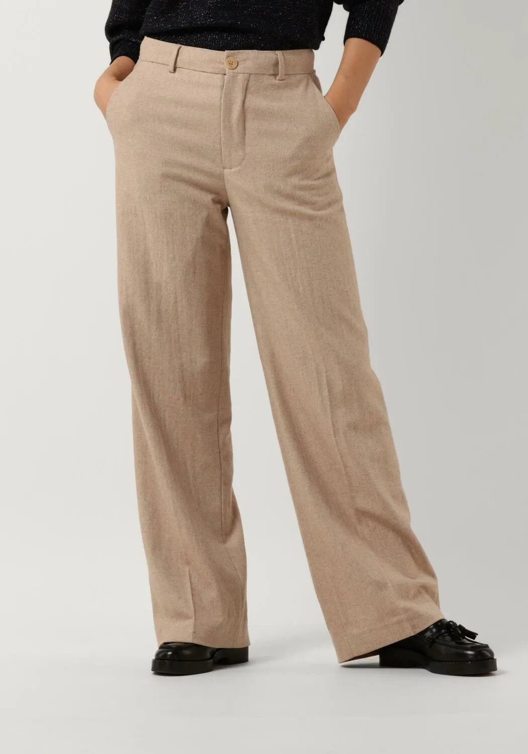 scotch & soda pantalon edie - high rise wide-leg trousers in structured quality en beige