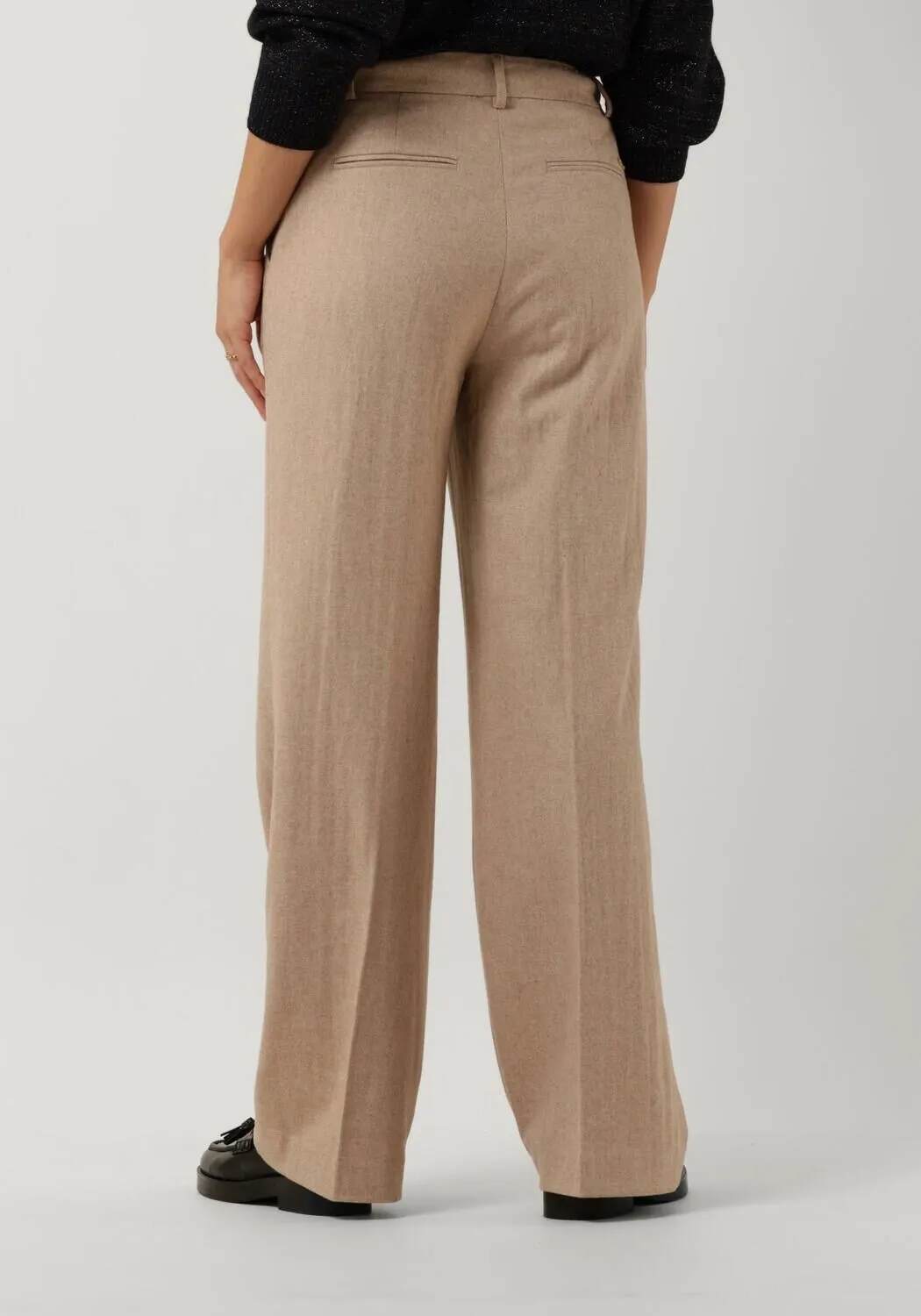 scotch & soda pantalon edie - high rise wide-leg trousers in structured quality en beige