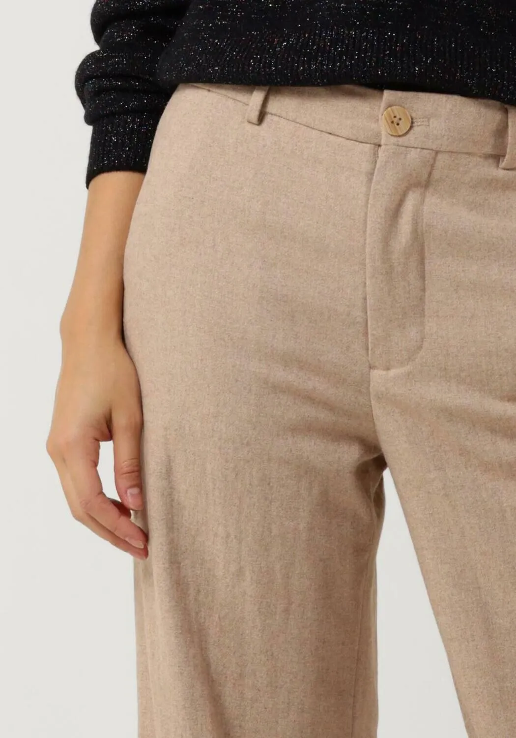 scotch & soda pantalon edie - high rise wide-leg trousers in structured quality en beige