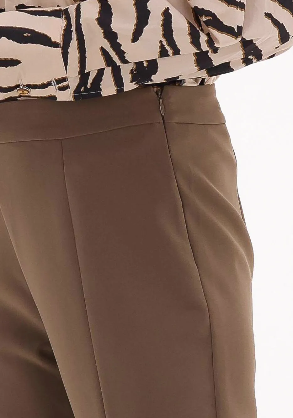 second female pantalon fique trousers en marron