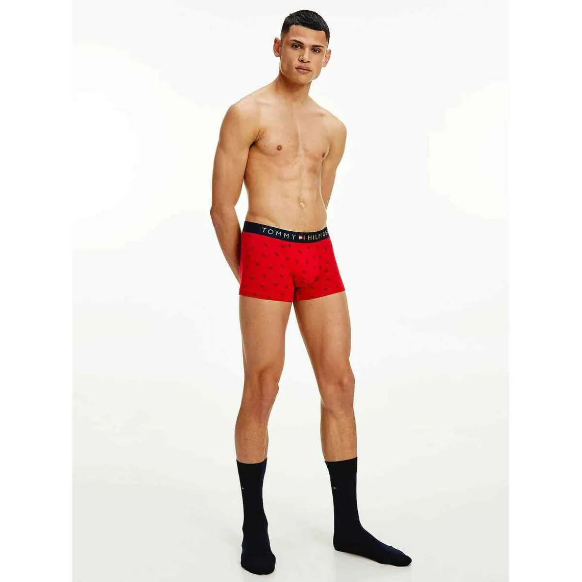 Set boxer logote & paire de chaussettes - Rouge Tommy Hilfiger Underwear en coton Tommy Hilfiger Underwear - Boxer & Shorty Homm