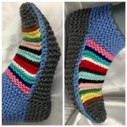 Sur commande chaussons- gros chaussettes ma fantasia multicolores en tricot fait main pour femme,,homme