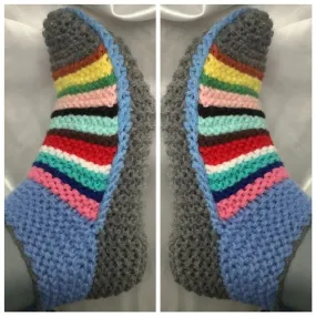 Sur commande chaussons- gros chaussettes ma fantasia multicolores en tricot fait main pour femme,,homme