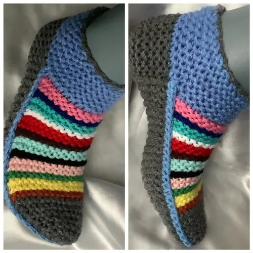 Sur commande chaussons- gros chaussettes ma fantasia multicolores en tricot fait main pour femme,,homme