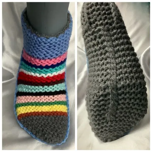 Sur commande chaussons- gros chaussettes ma fantasia multicolores en tricot fait main pour femme,,homme