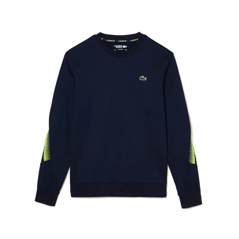 SWEATSHIRT BLEU MARINE LACOSTE TENNIS CLASSIC FIT BANDES SIGLÉES