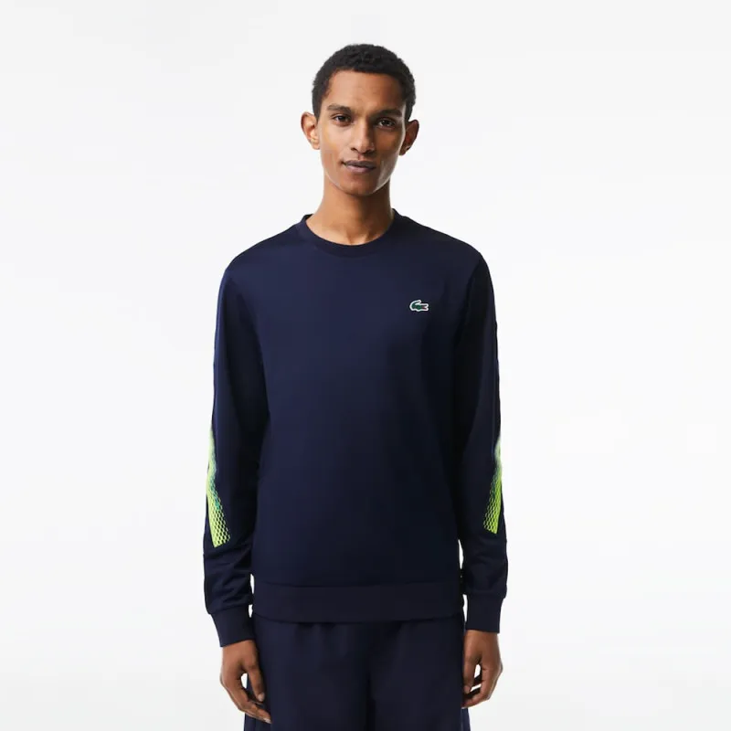 SWEATSHIRT BLEU MARINE LACOSTE TENNIS CLASSIC FIT BANDES SIGLÉES