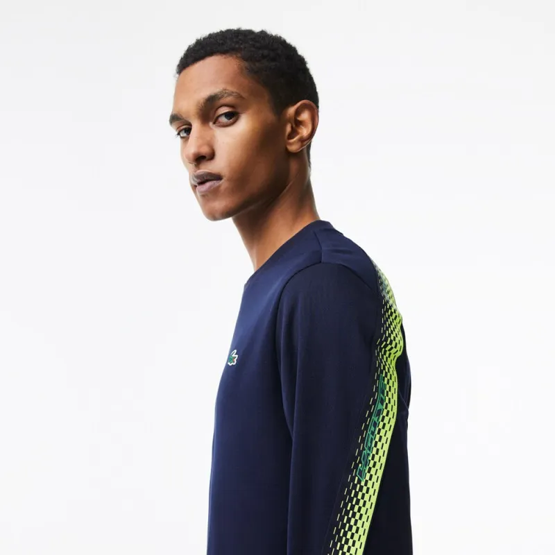 SWEATSHIRT BLEU MARINE LACOSTE TENNIS CLASSIC FIT BANDES SIGLÉES