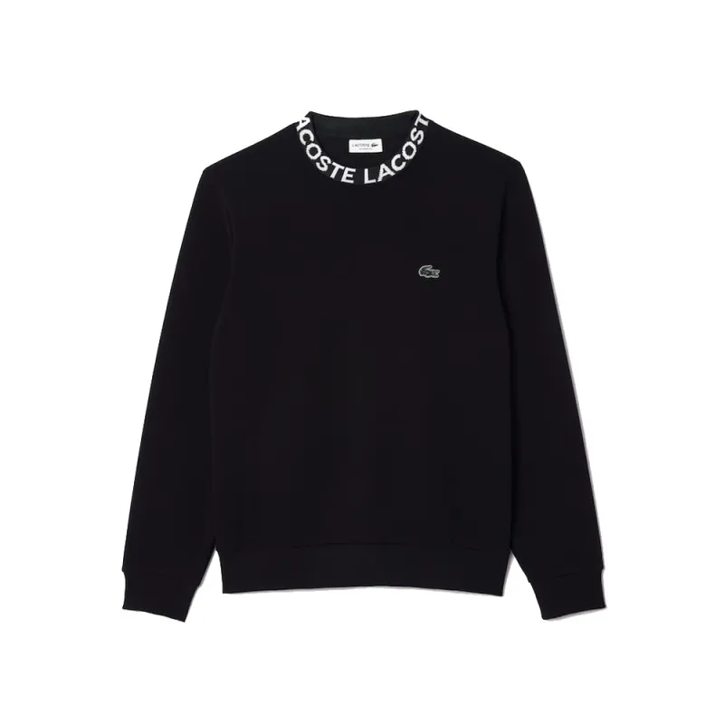 SWEATSHIRT LACOSTE EN DOUBLE-FACE À COL JACQUARD SIGLÉ NOIR