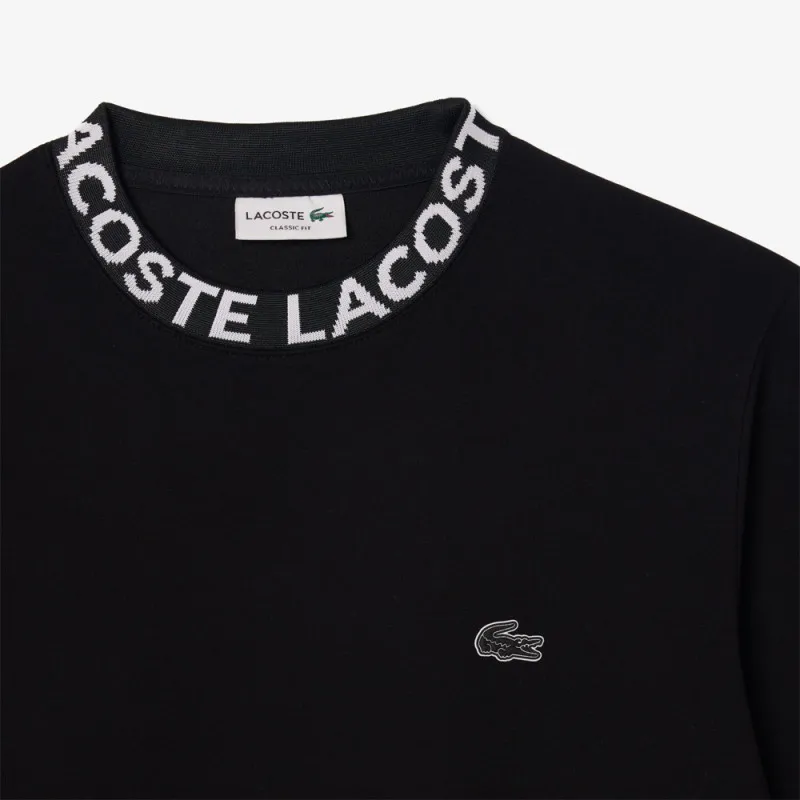 SWEATSHIRT LACOSTE EN DOUBLE-FACE À COL JACQUARD SIGLÉ NOIR