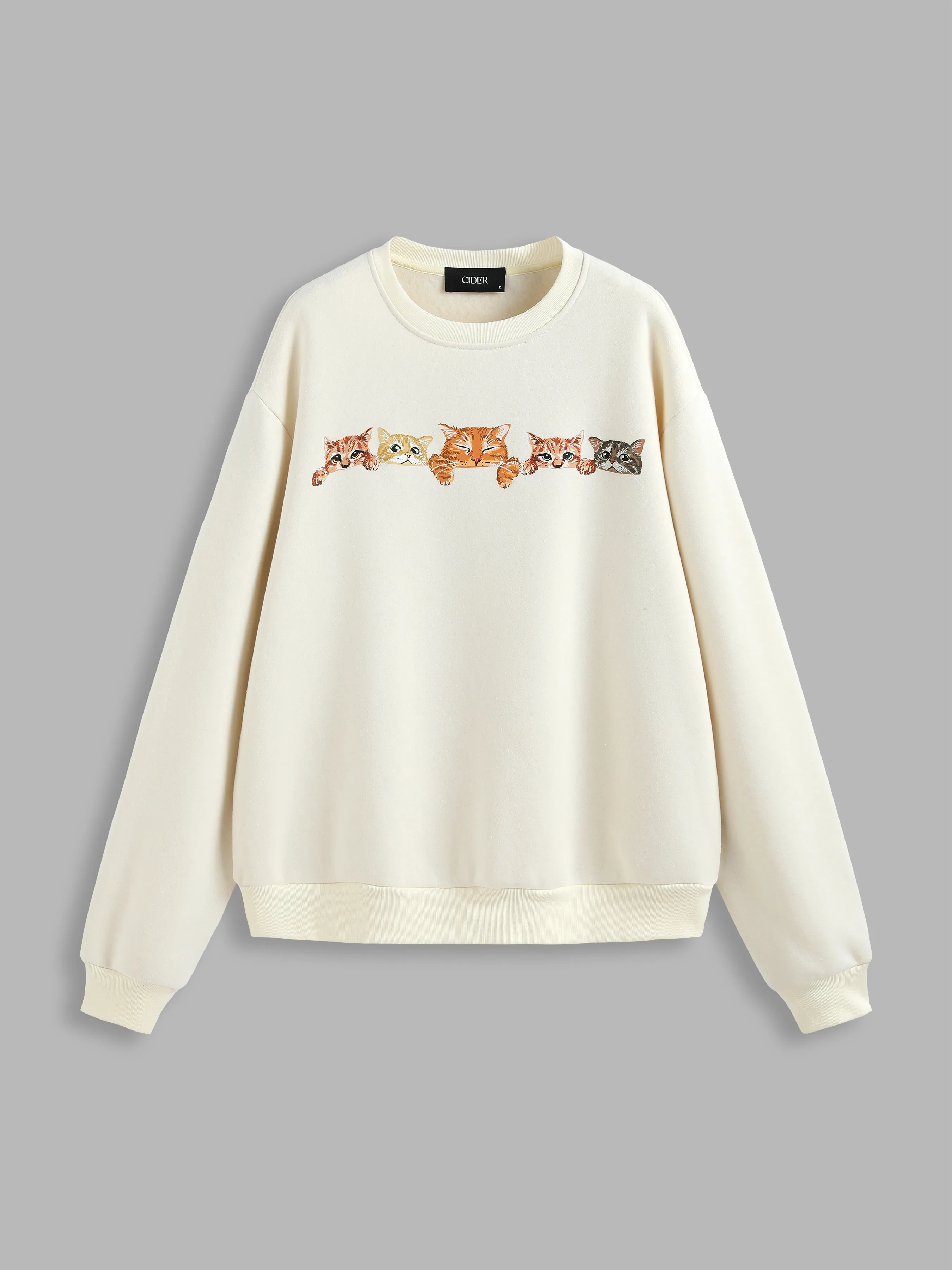  Sweatshirt Motif Chat en Terry