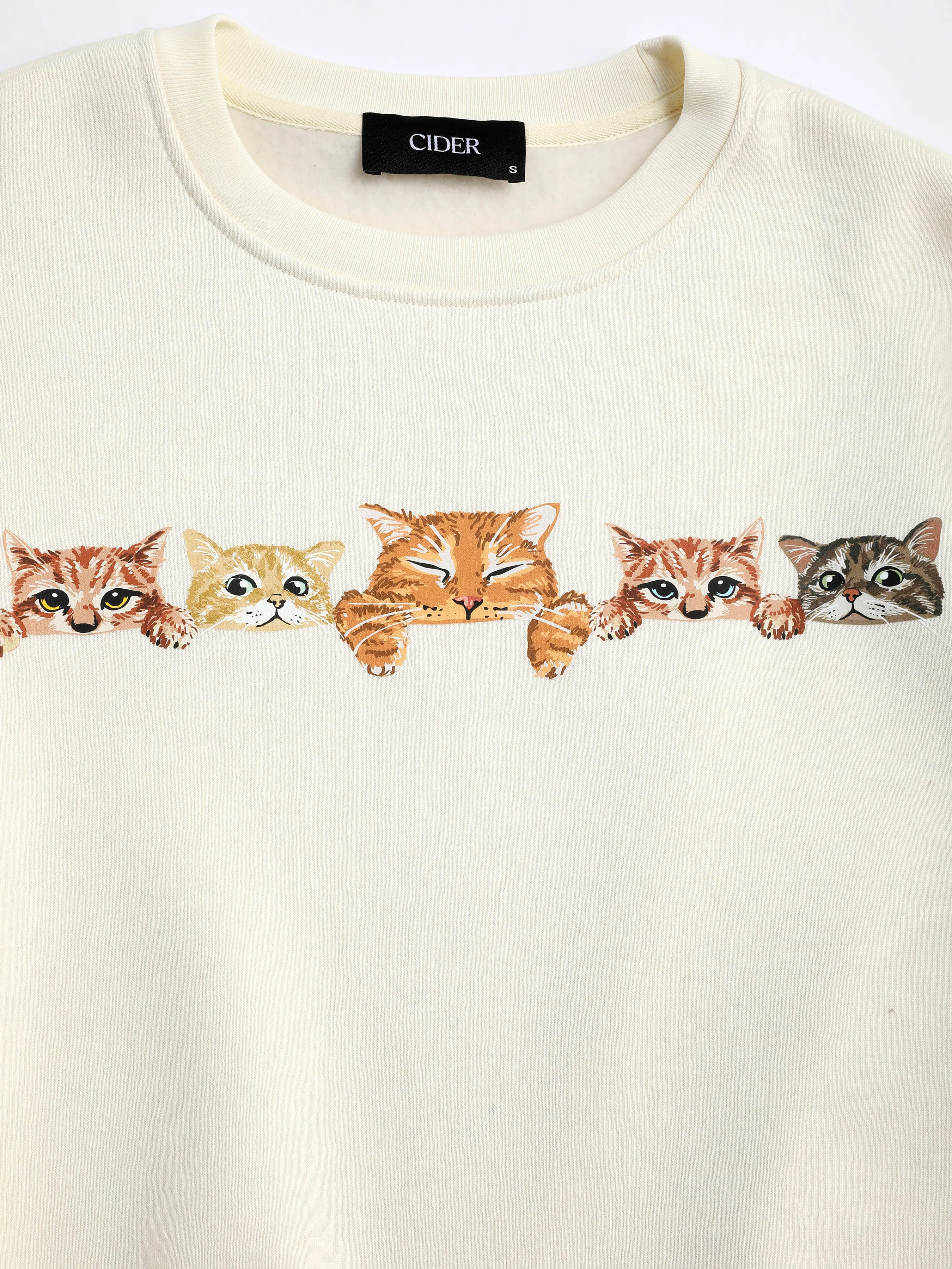  Sweatshirt Motif Chat en Terry