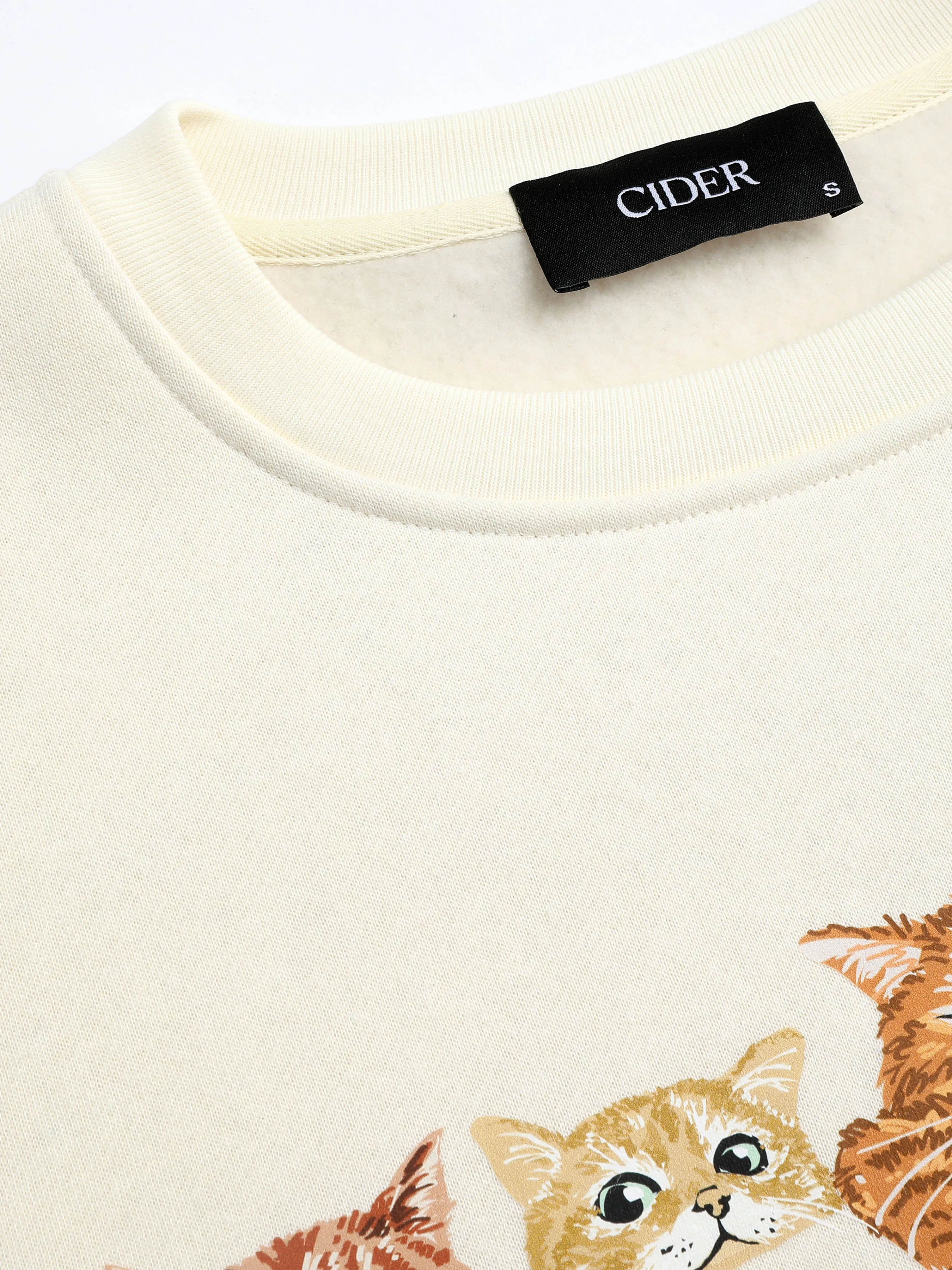  Sweatshirt Motif Chat en Terry