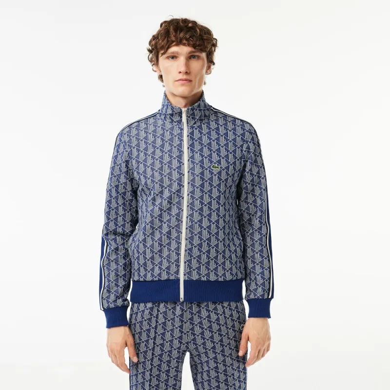 SWEATSHIRT ZIPPÉ LACOSTE BLEU MARINE PARIS JACQUARD MONOGRAMME