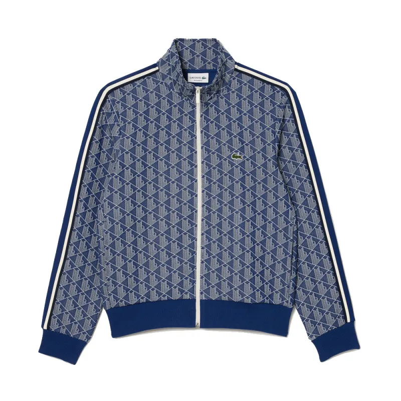 SWEATSHIRT ZIPPÉ LACOSTE BLEU MARINE PARIS JACQUARD MONOGRAMME