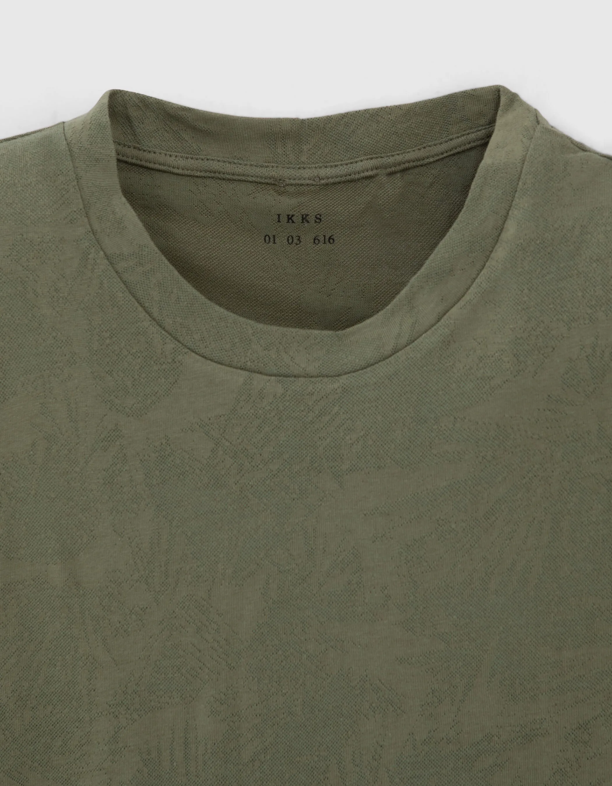 T-shirt army green jacquard motif palmiers Homme