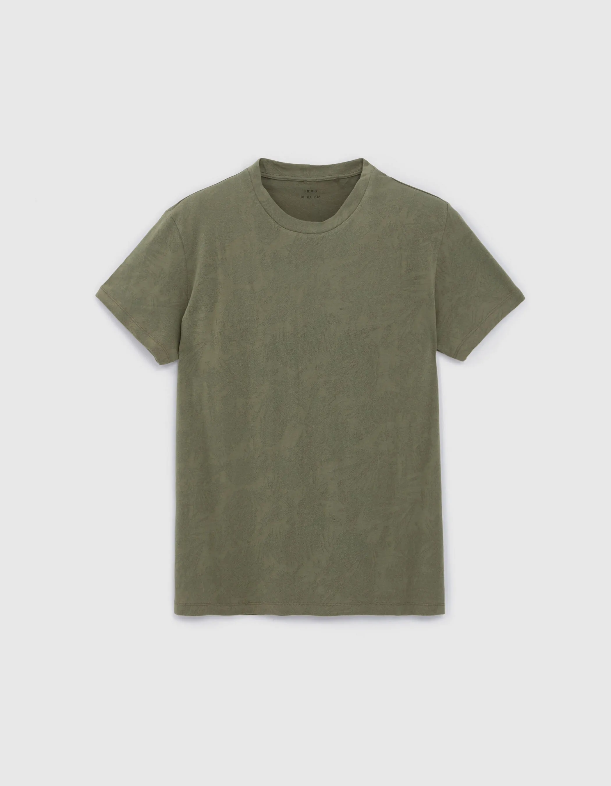 T-shirt army green jacquard motif palmiers Homme