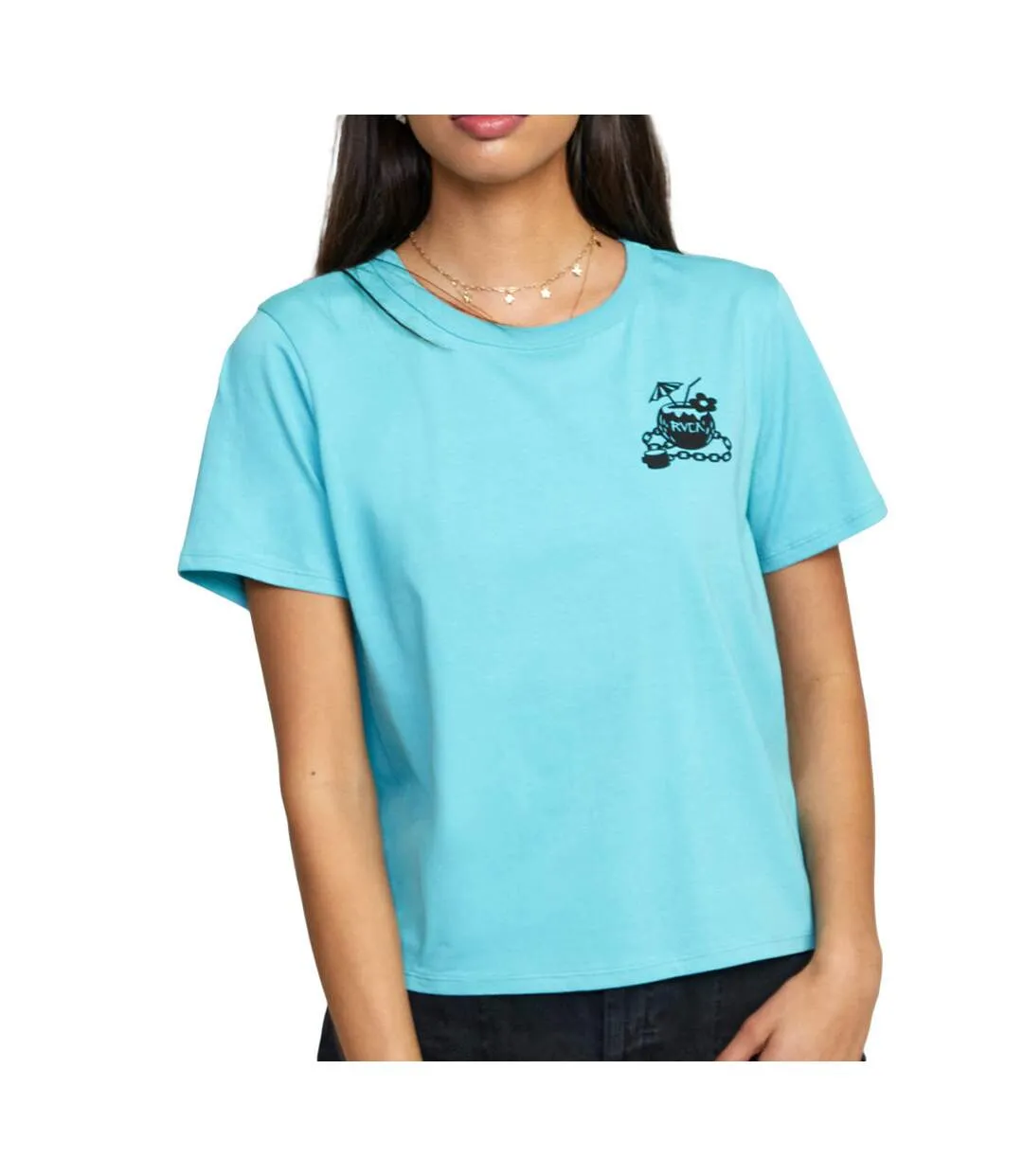 T-shirt Bleu Femme RVCA Locked Down Ss