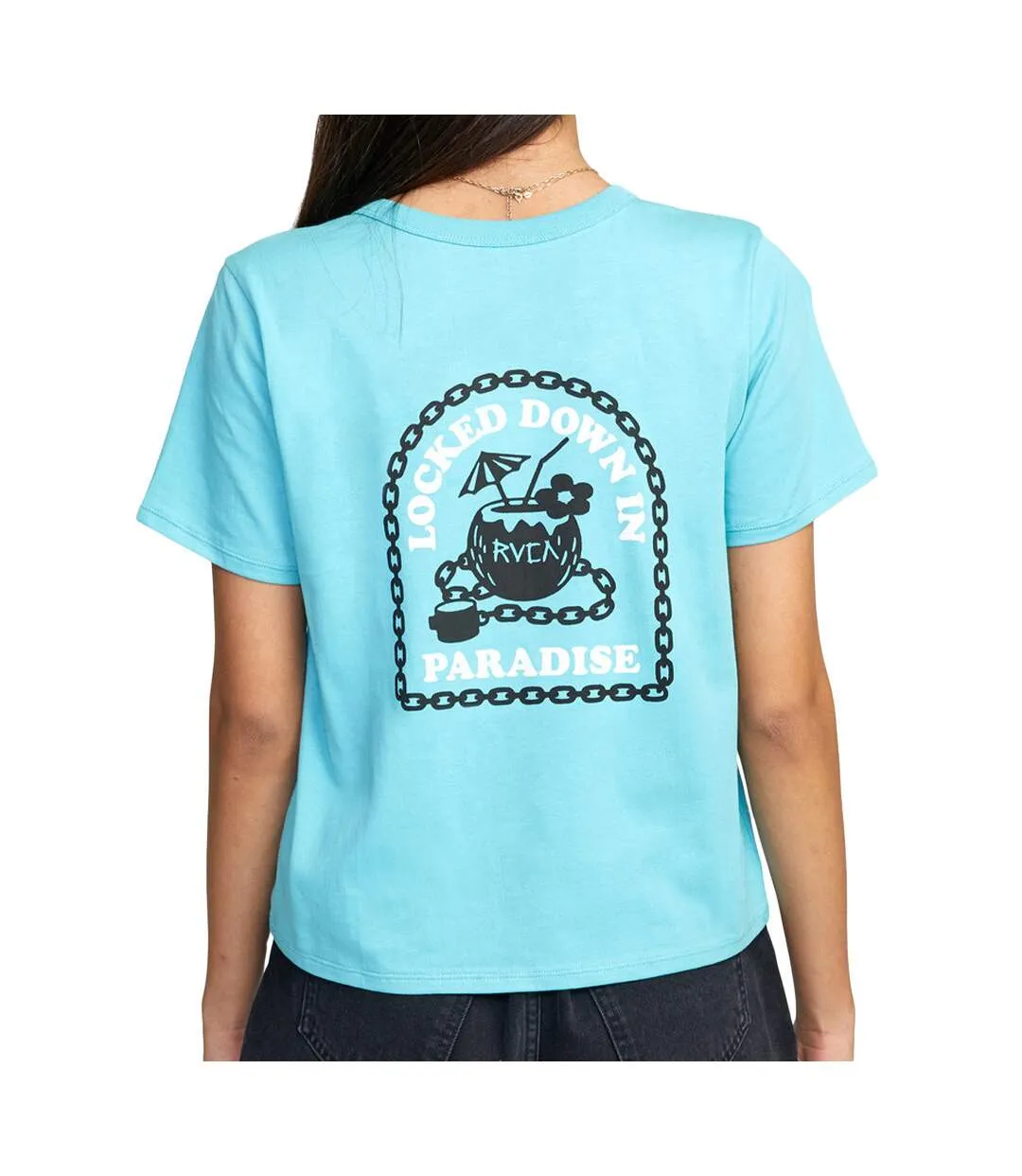 T-shirt Bleu Femme RVCA Locked Down Ss