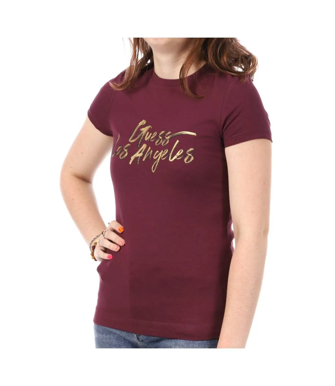 T-shirt Bordeaux  Femme Guess Gold