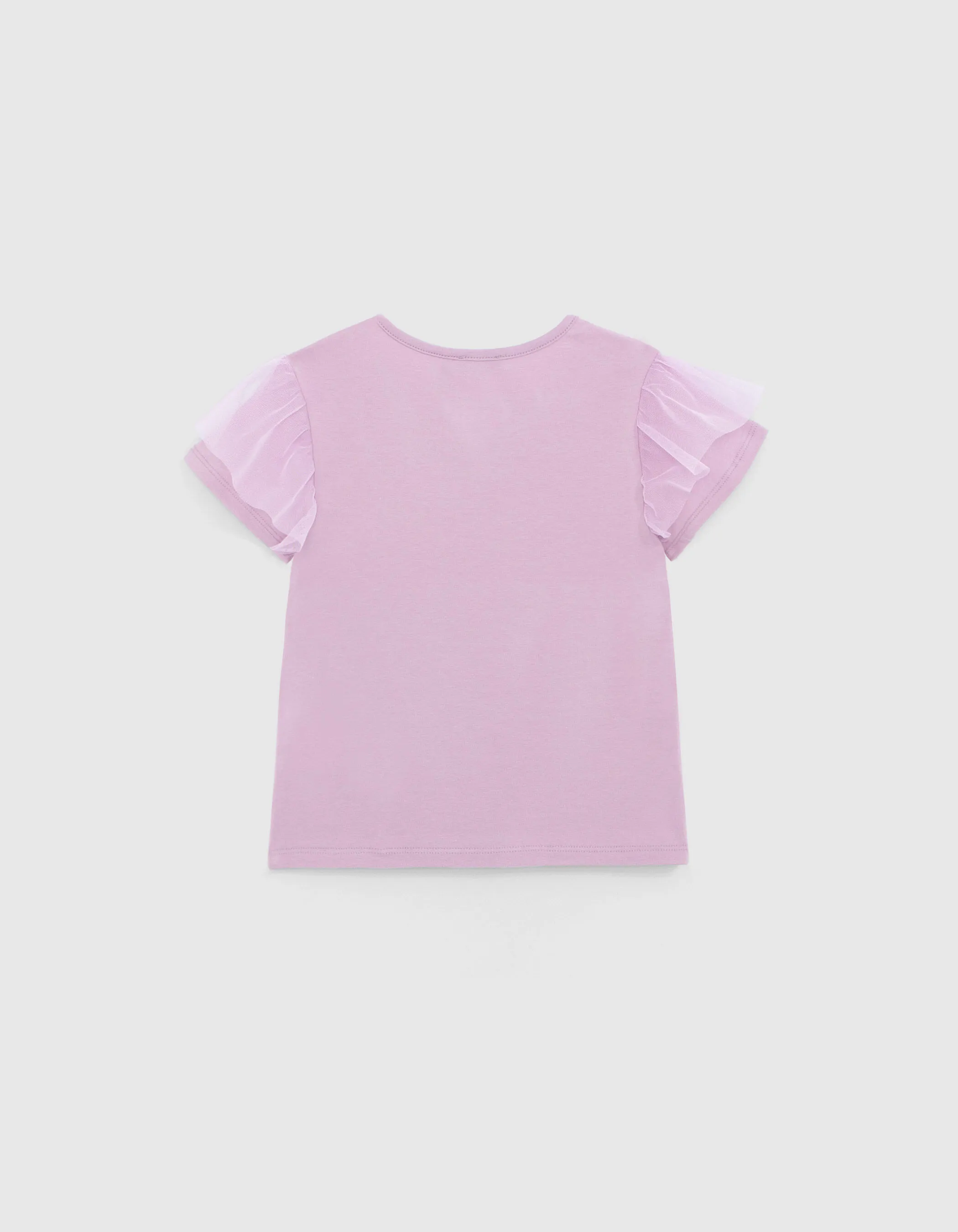 T-shirt lavande message manches tulle fille