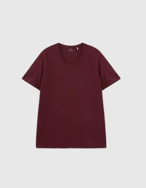 T-shirt L'Essentiel burgundy encolure V Homme