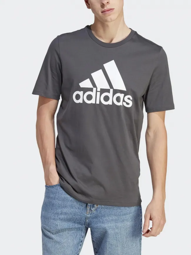 T-shirt logo blanc anthracite homme - Adidas | wimod