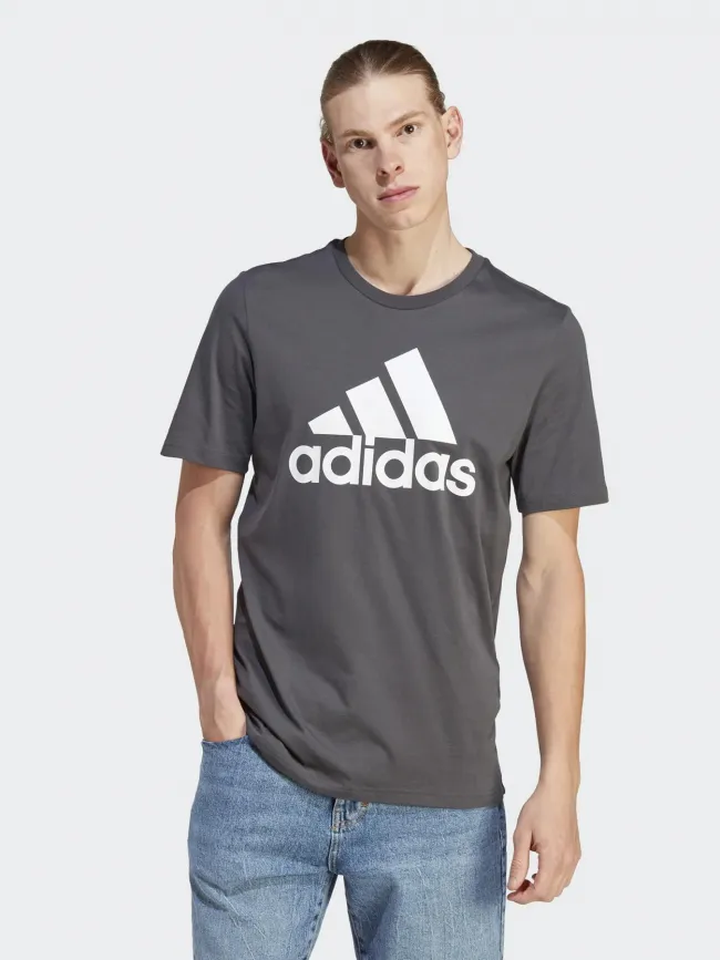 T-shirt logo blanc anthracite homme - Adidas | wimod