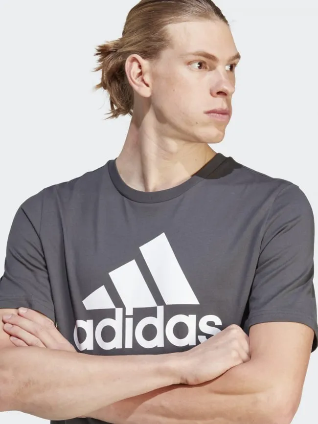 T-shirt logo blanc anthracite homme - Adidas | wimod