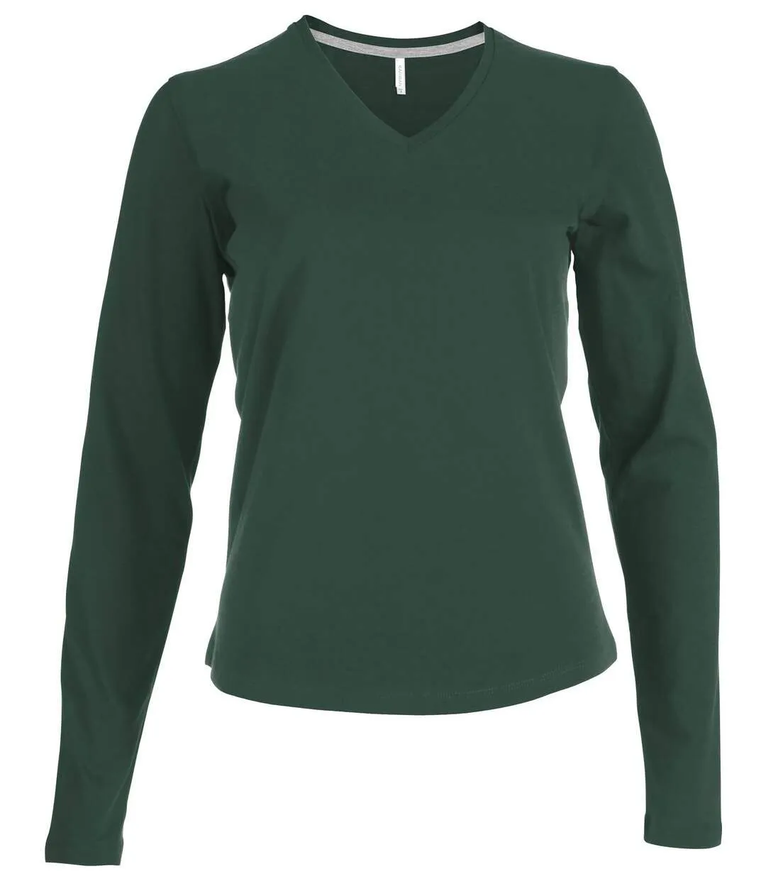 T-shirt manches longues col V - K382 - vert forêt - femme