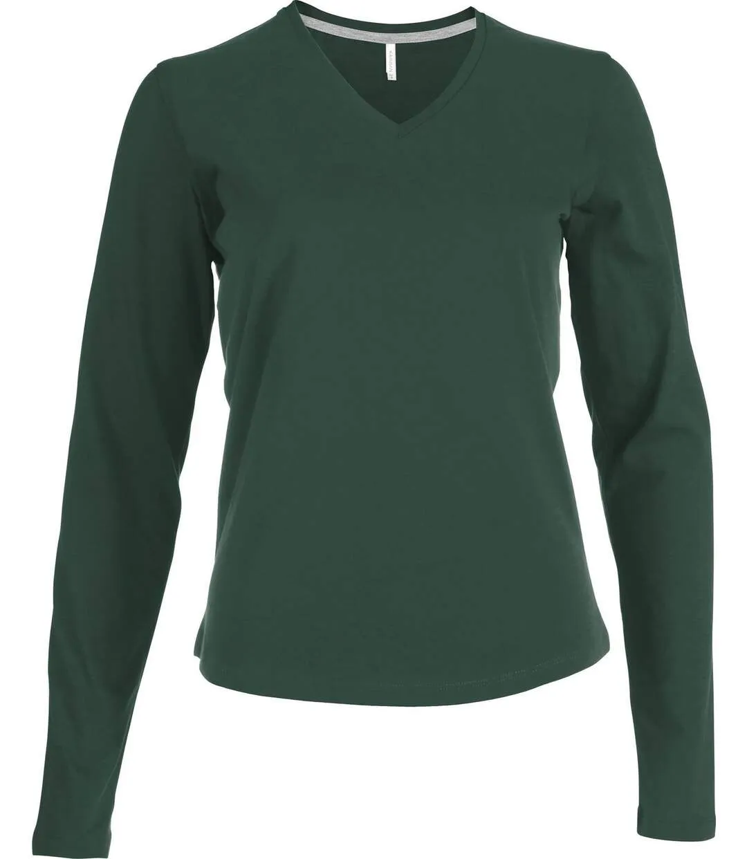 T-shirt manches longues col V - K382 - vert forêt - femme