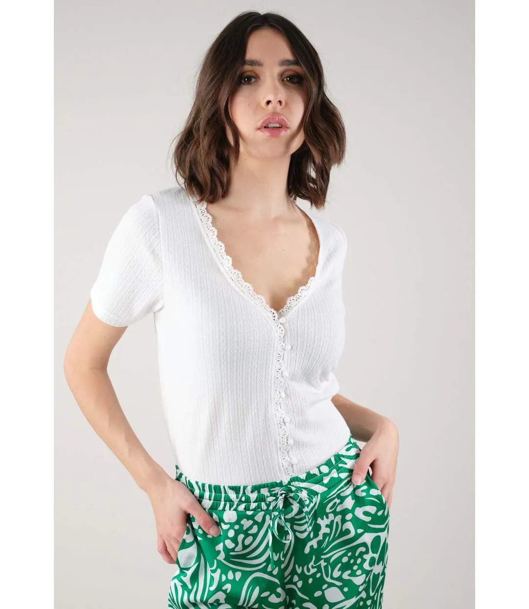 T-shirt pour femme en maille jacquard AYA